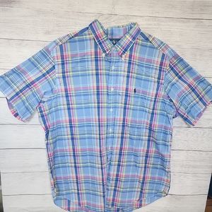 Ralph Lauren Casual Blue and Pink Plaid Shirt